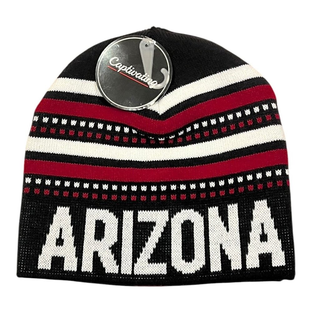 Captivating Arizona Wildcats Beanie Hat Uncuffed Red White Blue Unisex Adult NWT